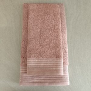 Coppia Asciugamani Spugna Rosa Cipria Vingi