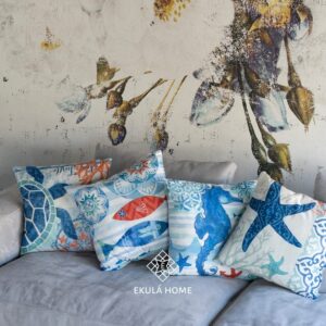 EKULÀ Set di 4 Federe Copricuscino Arredo Divano Camera 45 x 45 cm Tessuto Ultra Soffice Peluche