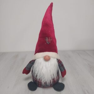 Fermaporta Gnomo Natale Tartan Rosso Nordic 75cm