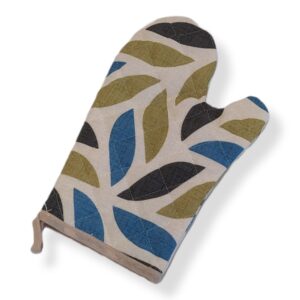 Guanto Forno Foglie Blu-Verde-Nero