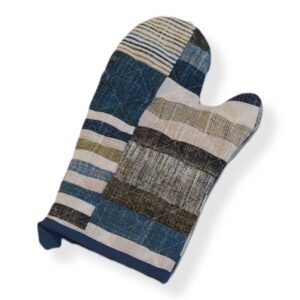 Guanto Forno Multiriga Blu-Verde-Nero
