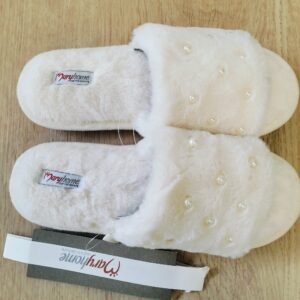 Ciabatta eco-pelliccia Bianca con perle n°38/39