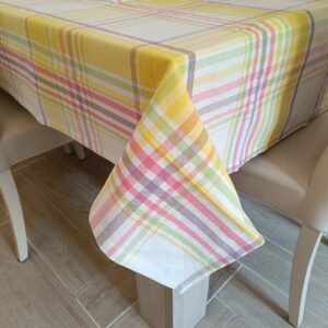 Tovaglia Quadretti Yellow 100% Cotone 140x240cm