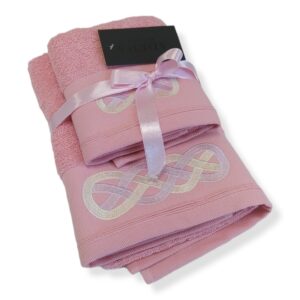 Coppia Asciugamani Spugna Flavia Rosa