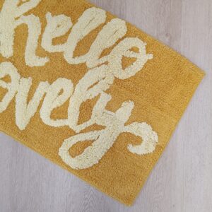 Tappeto Bagno Hello Giallo Ocra 100% Cotone 50x80cm
