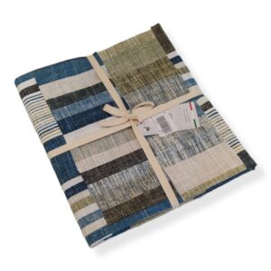 Tovaglia 6 Posti Multiriga Blu-Verde-Nero 140x180cm
