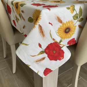Tovaglia Papaveri Girasoli 100% Cotone 140x240cm